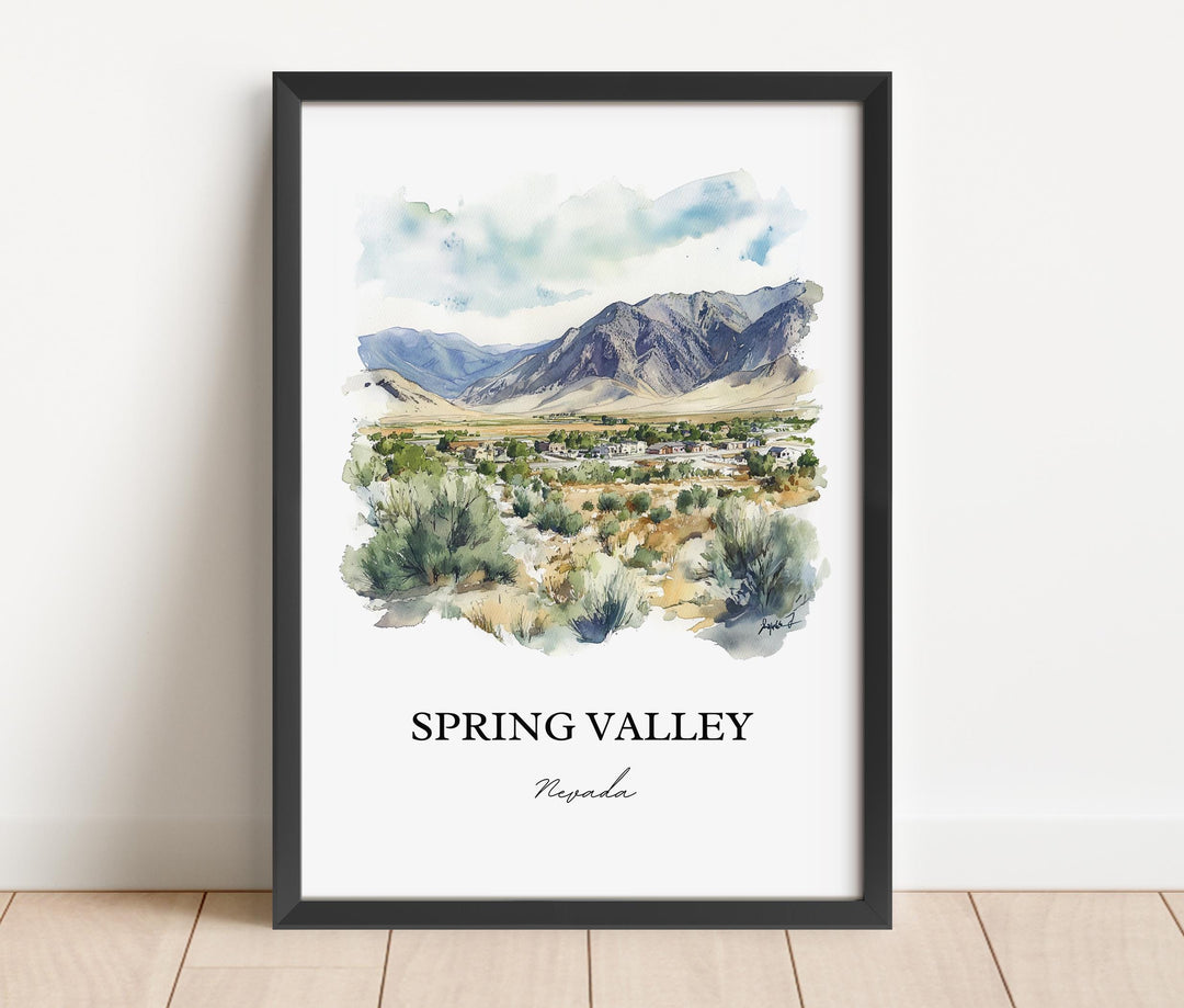 Spring Valley NV Wall Art, Las Vegas Print, Clark County Watercolor Art, Amsterdam Gift, Travel Print, Travel Poster, Housewarming Gift