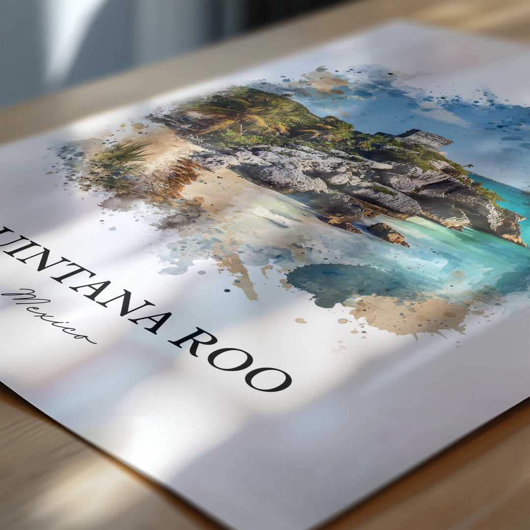 Quintana Roo Wall Art, Quintana Roo Print, Mexico Watercolor Art, Quintana Roo Gift, Mexico Travel Print, Travel Poster, Housewarming Gift