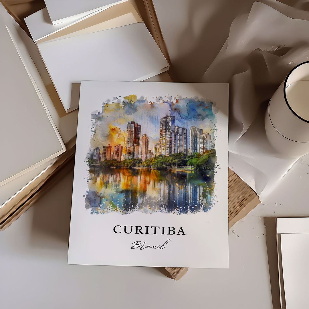 Curtibia Wall Art, Curtibia Print, Curtibia Watercolor, Curtibia Brazil Gift,