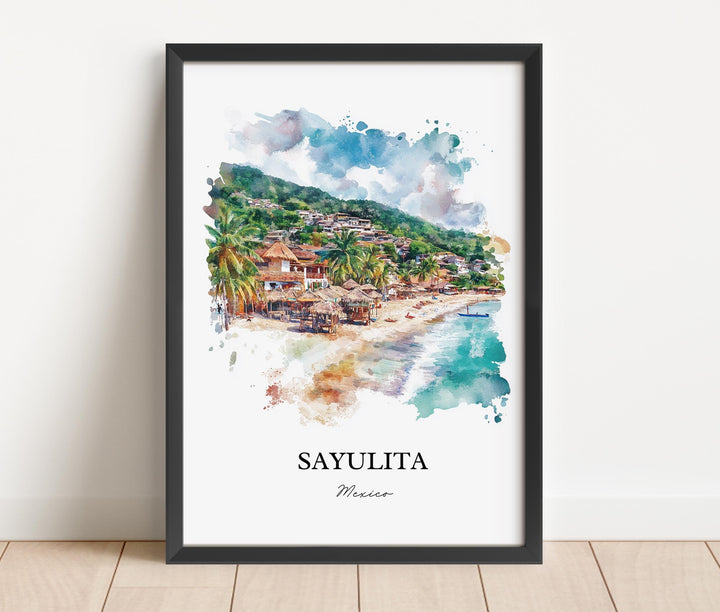 Sayulita Wall Art, Sayulita Mexico Print, Mexico Watercolor Art, Puerto Vallarta Gift, Travel Print, Travel Poster, Housewarming Gift
