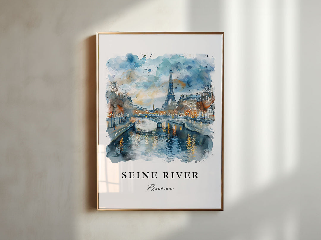 Seine River Art, Seine River Paris Print, Seine River Watercolor, Seine River France Gift,