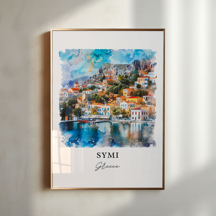 Symi Greece Wall Art, Symi Print, Dodecanese Islands Watercolor, Symi Greece Gift,