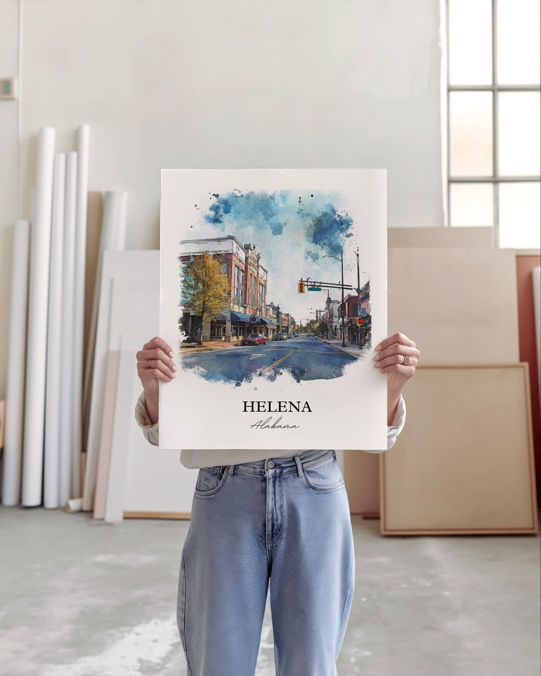 Helena AL Wall Art, Alabama Print, Alabama Watercolor Art, Helena Alabama Gift, Travel Print, Travel Poster, Housewarming Gift