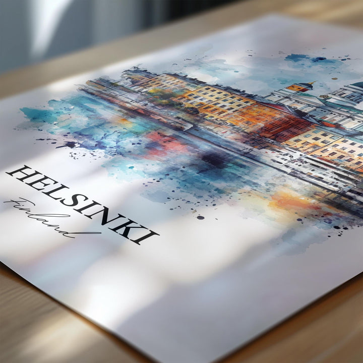 Helsinki Wall Art, Helsinki Print, Finland Watercolor Art, Helsinki Finland Gift, Travel Print, Travel Poster, Housewarming Gift