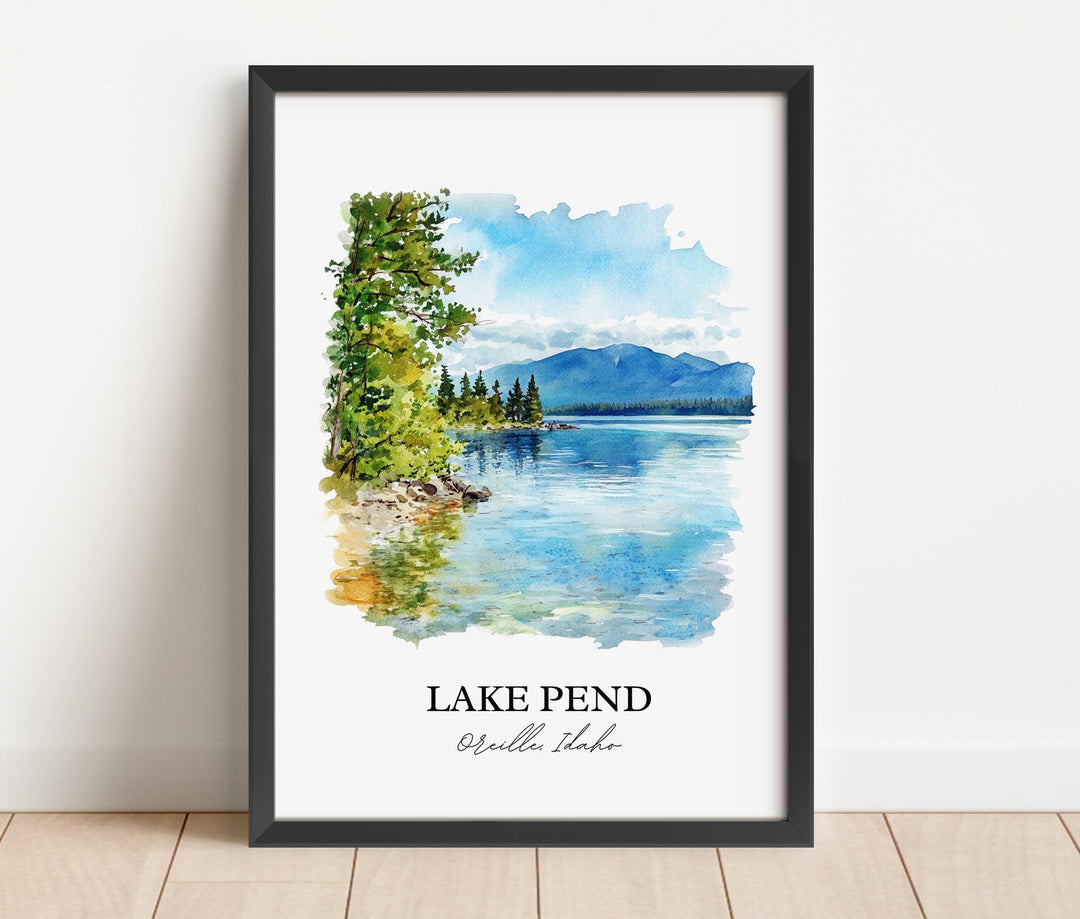 Lake Pend Oreille, United States – Watercolor Art Print