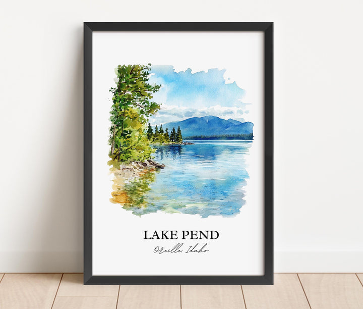 Lake Pend Oreille, United States – Watercolor Art Print