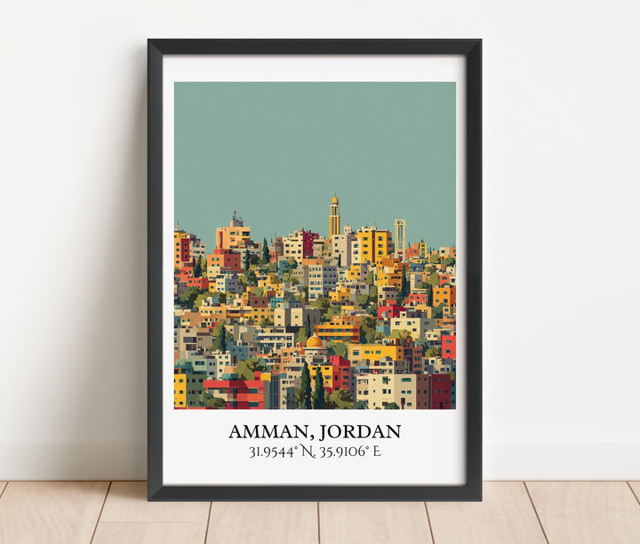 Amman Jordan Art, Amman Retro Travel Art, Amman Home Decor, Amman Jordan Gift, Jordan Travel Art, Travel Prints, Housewarming Gift