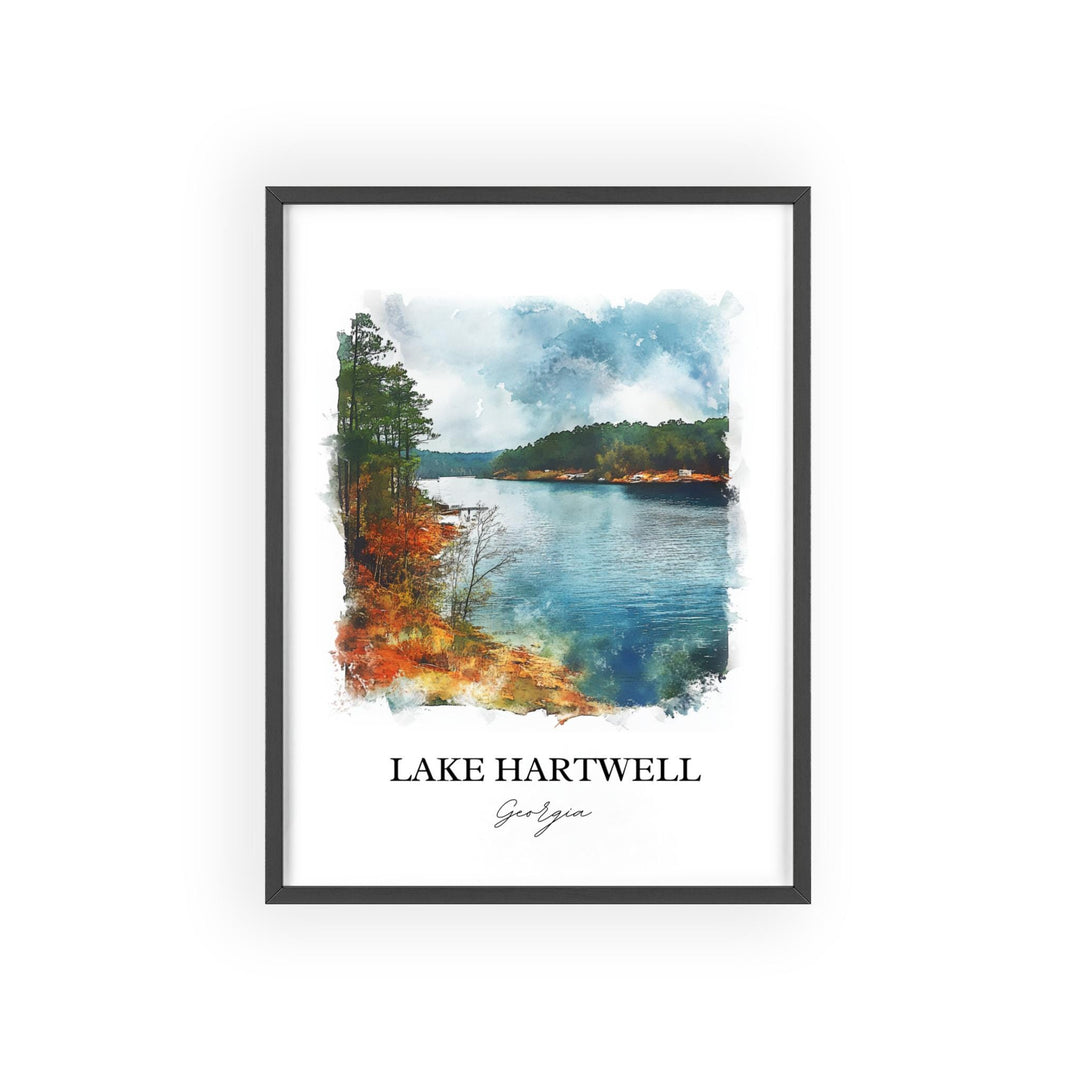 Lake Hartwell GA Wall Art, Savannah Print, Lake Hartwell Watercolor Art, Lake Hartwell Gift, Travel Print, Travel Poster, Housewarming Gift