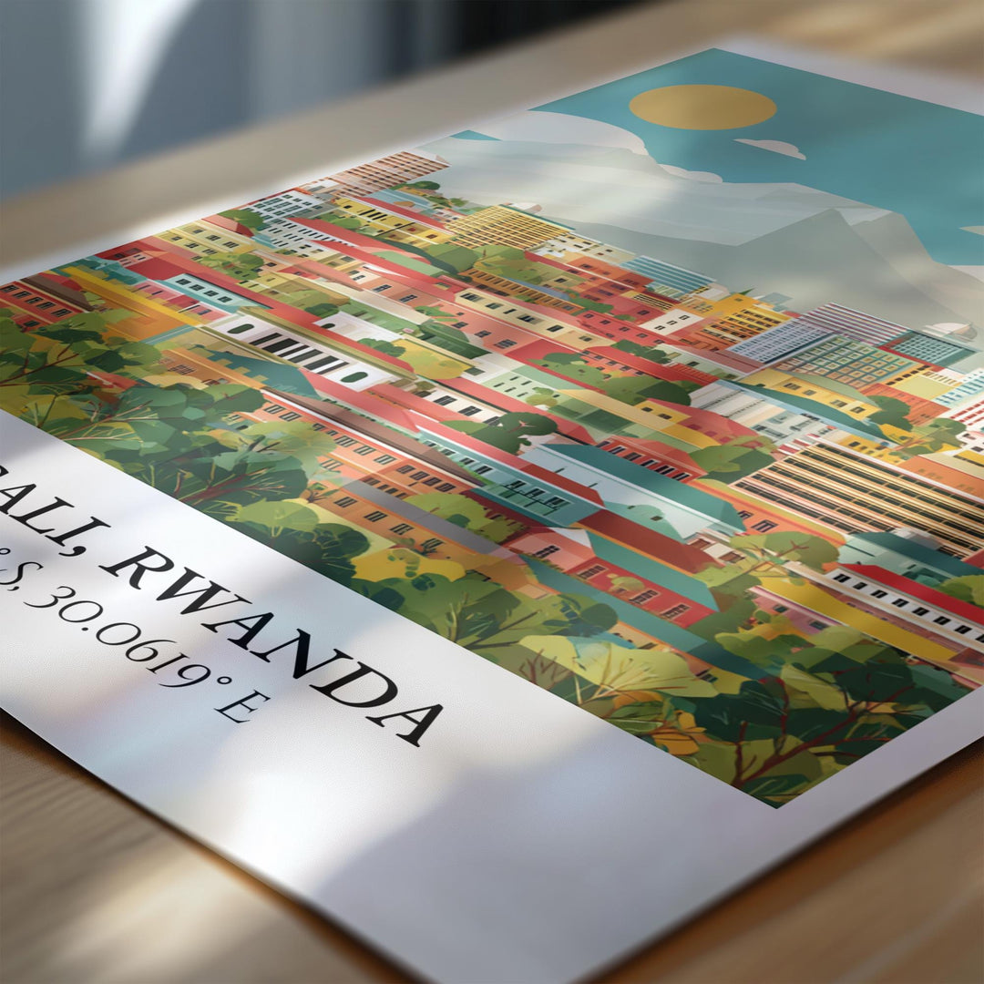 Kigali Rwanda Art, Kigali Retro Travel Art, Kigali Home Decor, Kigali Rwanda Gift, Rwanda Travel Art, Travel Prints, Housewarming Gift