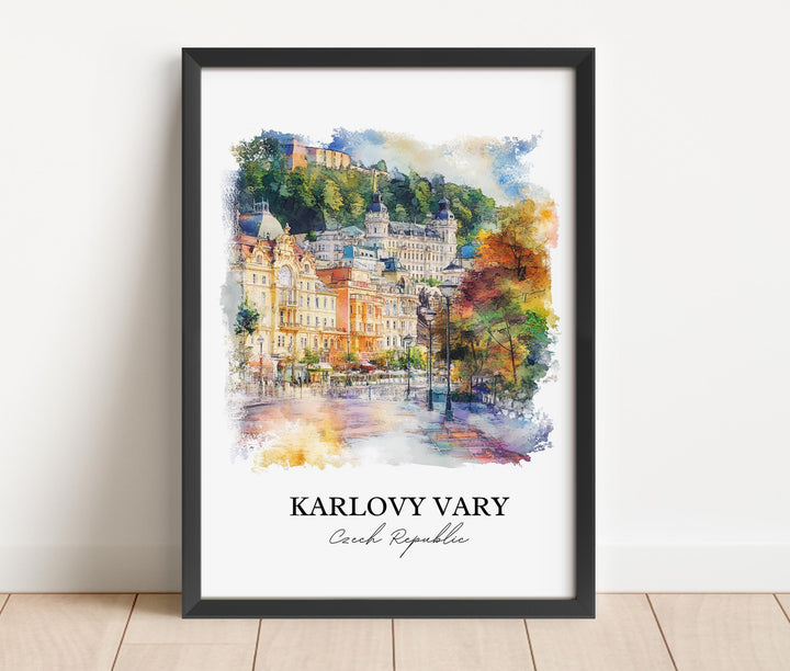 Karlovy Vary Wall Art, Czech Republic Print, Carlsbad Watercolor Art, Karlovy Vary Gift, Travel Print, Travel Poster, Housewarming Gift