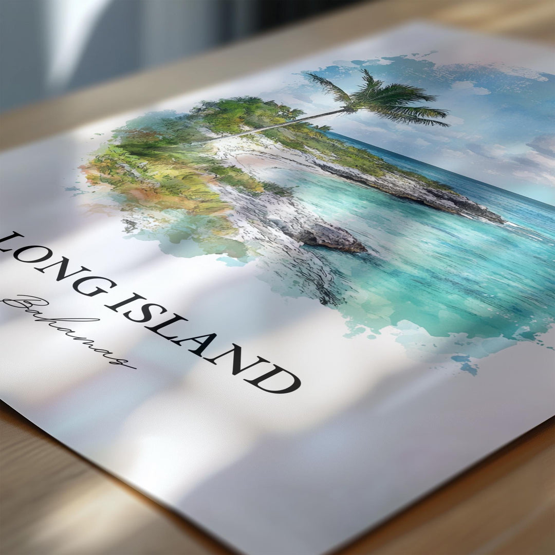 Long Island Bahamas Art, Clarence Town Print, Bahamas Watercolor, Long Island Bahamas Gift, Travel Print, Travel Poster, Housewarming Gift