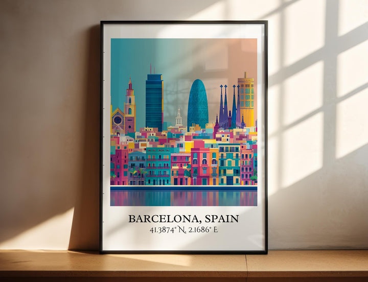 Barcelona Art, Barcelona Retro Travel Art, Barcelona Home Decor, Barcelona Gift, Spain Travel Art, Travel Prints, Housewarming Gift