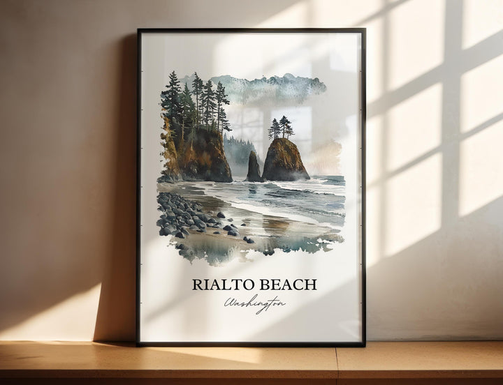 Rialto Beach WA Wall Art, Olympic National Park Print, Washington Artwork, Rialto Beach Gift, Travel Print, Travel Poster, Housewarming Gift