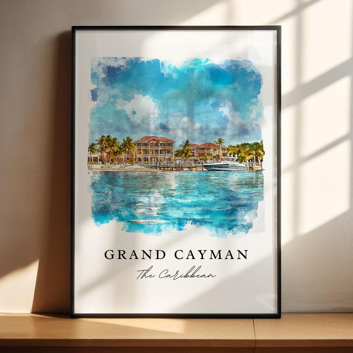 Grand Cayman Art, Cayman Islands Print, Cayman Islands Watercolor, Georgetown Cayman Gift,