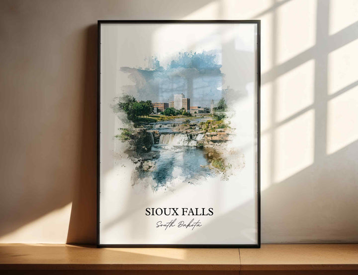 Sioux Falls, South Dakota – Watercolor Art Print