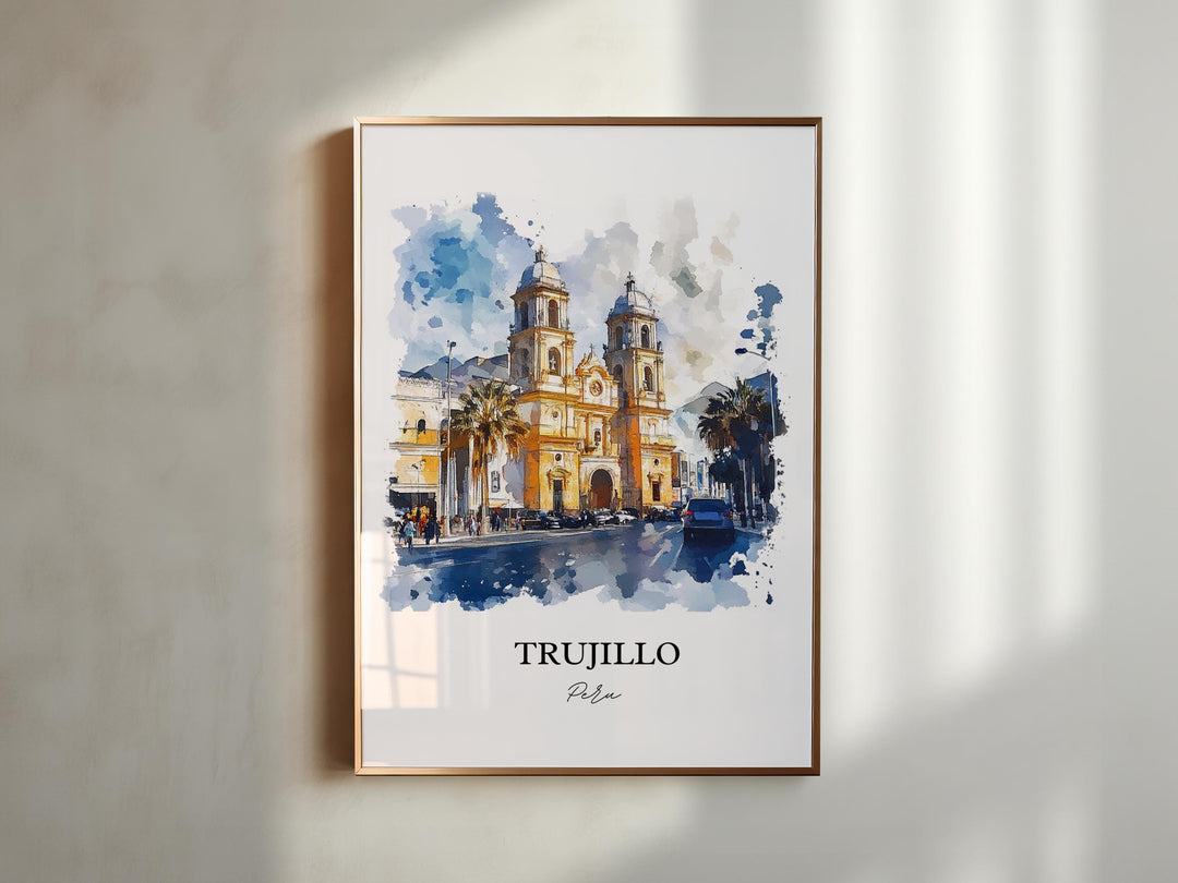 Trujillo Peru Wall Art, La Libertad Print, Peru Watercolor Art, Trujillo Peru Gift, Travel Print, Travel Poster, Housewarming Gift