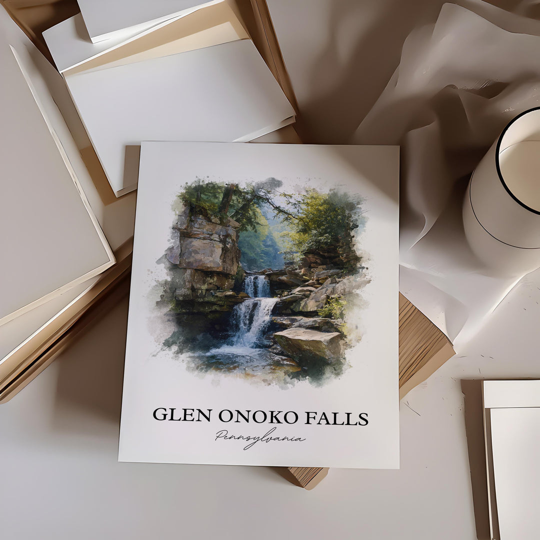 Glen Onoko Falls Wall Art, Carbon County Print, Pennsylvania Artwork, Glen Onoko Falls Gift, Travel Print, Travel Poster, Housewarming Gift
