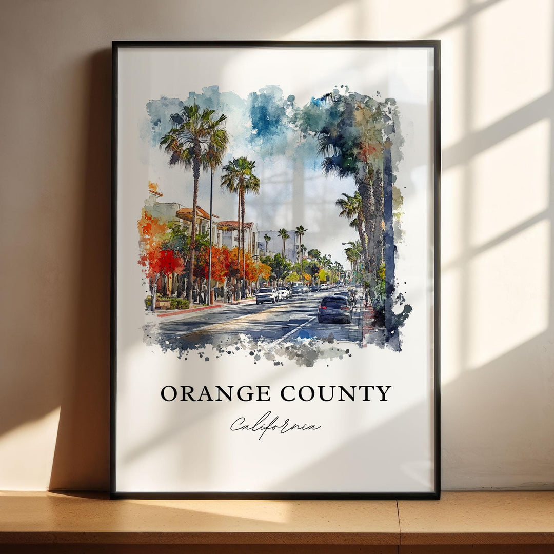 Orange County, California – Watercolor Art Print