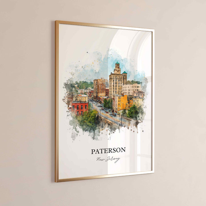 Paterson NJ Wall Art, Paterson Print, New Jersey Watercolor Art, North Jersey Gift, Travel Print, Travel Poster, Housewarming Gift