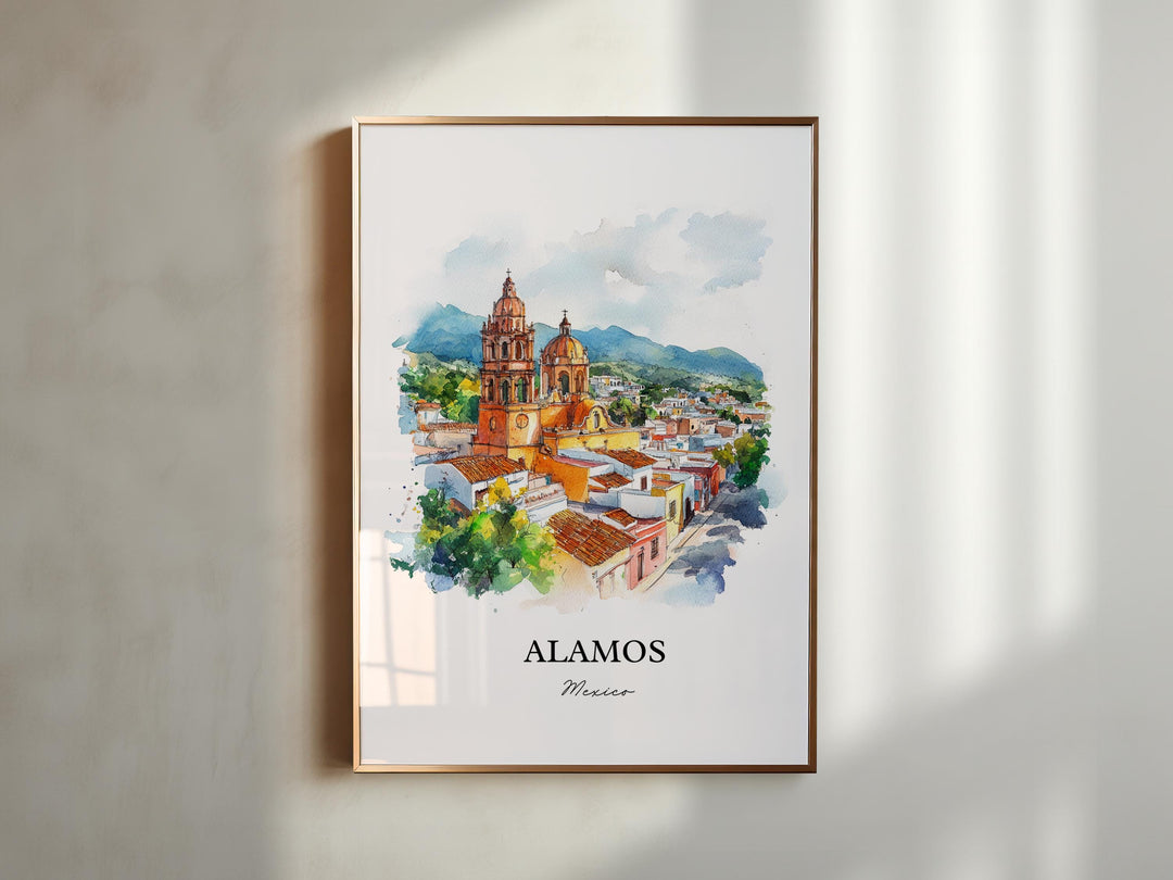 Alamos Mexico Wall Art, Alamos MX Print, Mexico Watercolor Art, Sonora Mexico Gift, Travel Print, Travel Poster, Housewarming Gift