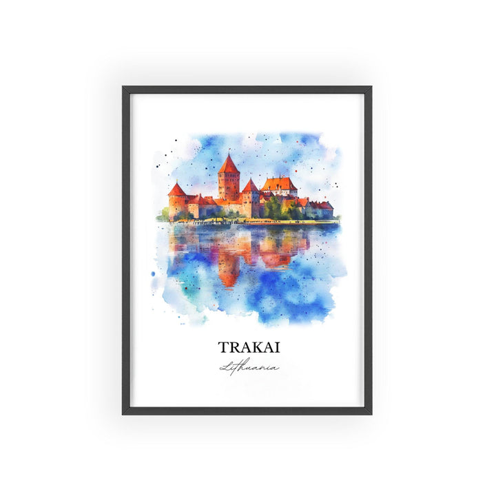 Trakai Lithuania Wall Art, Trakai Castle Print, Lithuania Watercolor Art, Trakai Gift, Travel Print, Travel Poster, Housewarming Gift