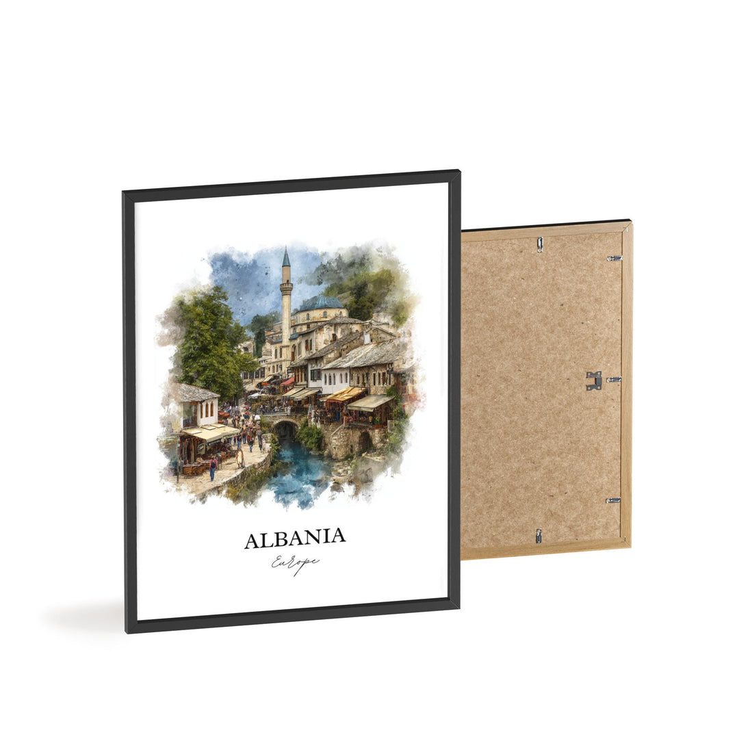 Albania Wall Art, Albania Print, Albania Watercolor Art, Albania Country Gift, Travel Print, Travel Poster, Housewarming Gift