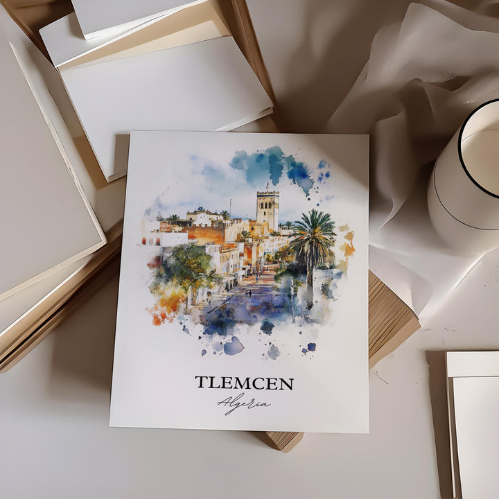Tlemcen Wall Art, Algeria Africa Print, Algeria Watercolor Art, Tlemcen Algeria Gift, Travel Print, Travel Poster, Housewarming Gift