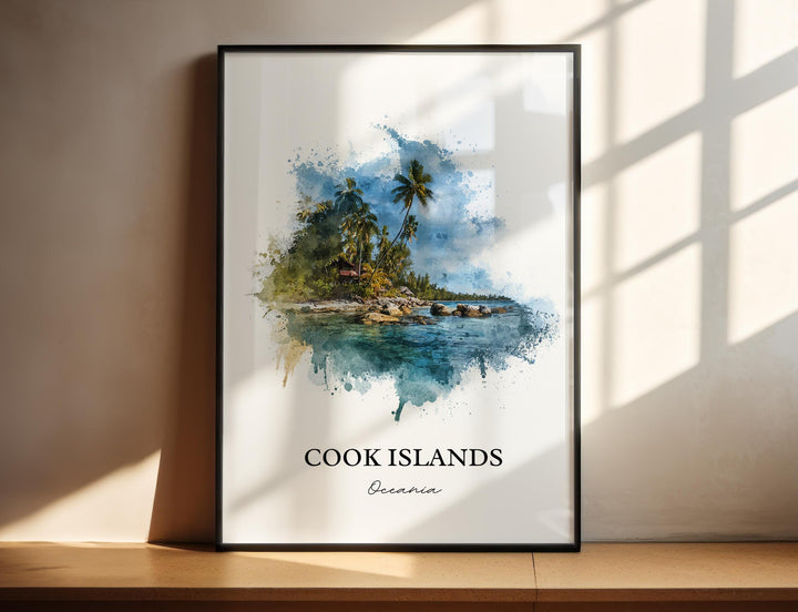 Cook Islands Wall Art, South Pacific Print, New Zealand Watercolor Art, Cook Islands Gift, Travel Print, Travel Poster, Housewarming Gift