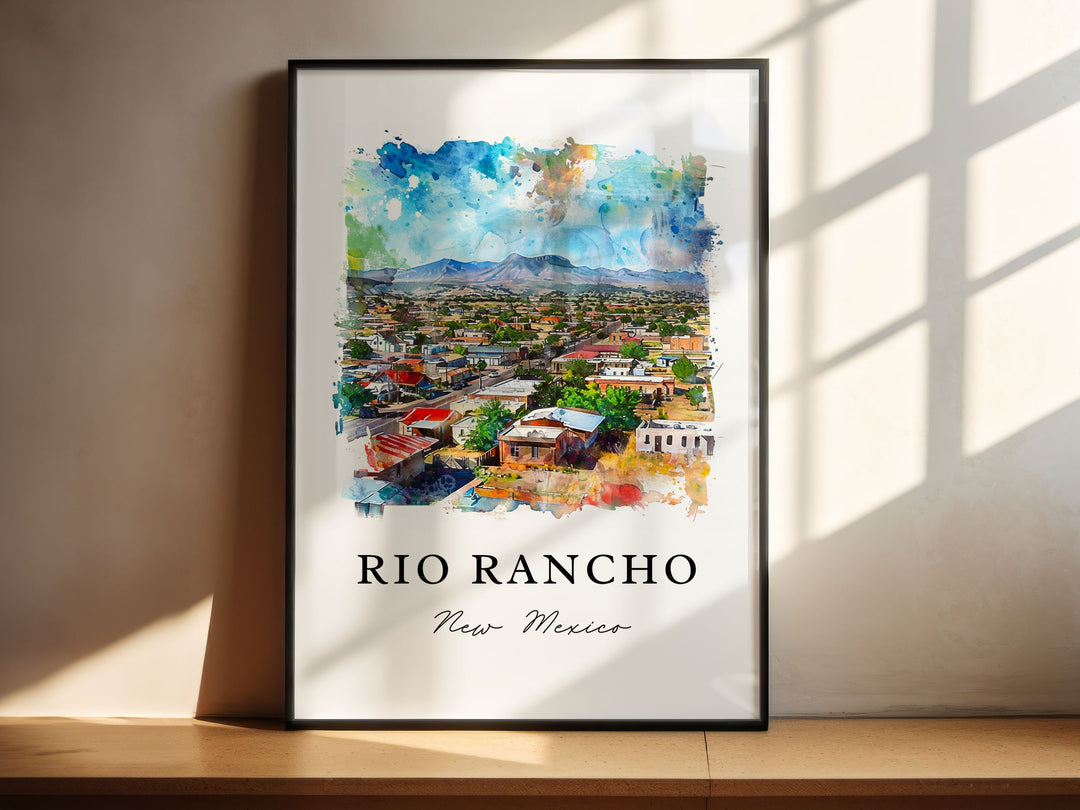 Rio Rancho NM Wall Art, Rio Rancho Print, Rio Rancho Watercolor Art, Sandoval County NM Gift,