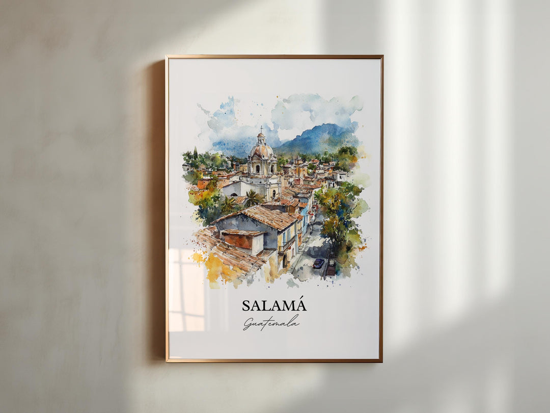 Salamá Wall Art, Baja Verapaz Print, Guatemala Watercolor Art, Salamá Guatemala Gift, Travel Print, Travel Poster, Housewarming Gift