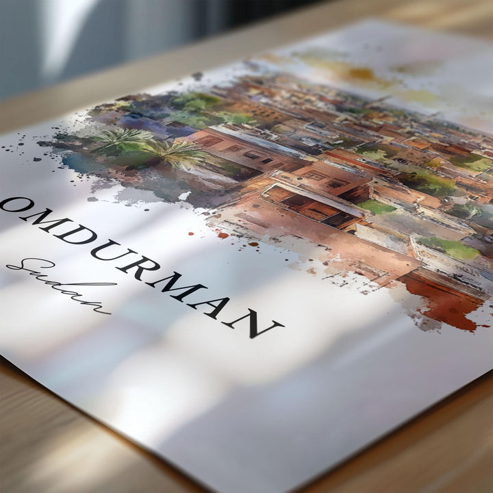 Omdurman Wall Art, Omdurman Print, Omdurman Watercolor Art, Omdurman Sudan Gift, Travel Print, Travel Poster, Housewarming Gift