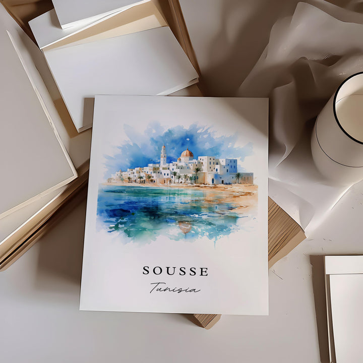 Sousse Tunisia wall art - Tunisia, Sousse poster, Sousse Wedding gift, Tunisia Birthday present, Custom Text, Personalized Gift