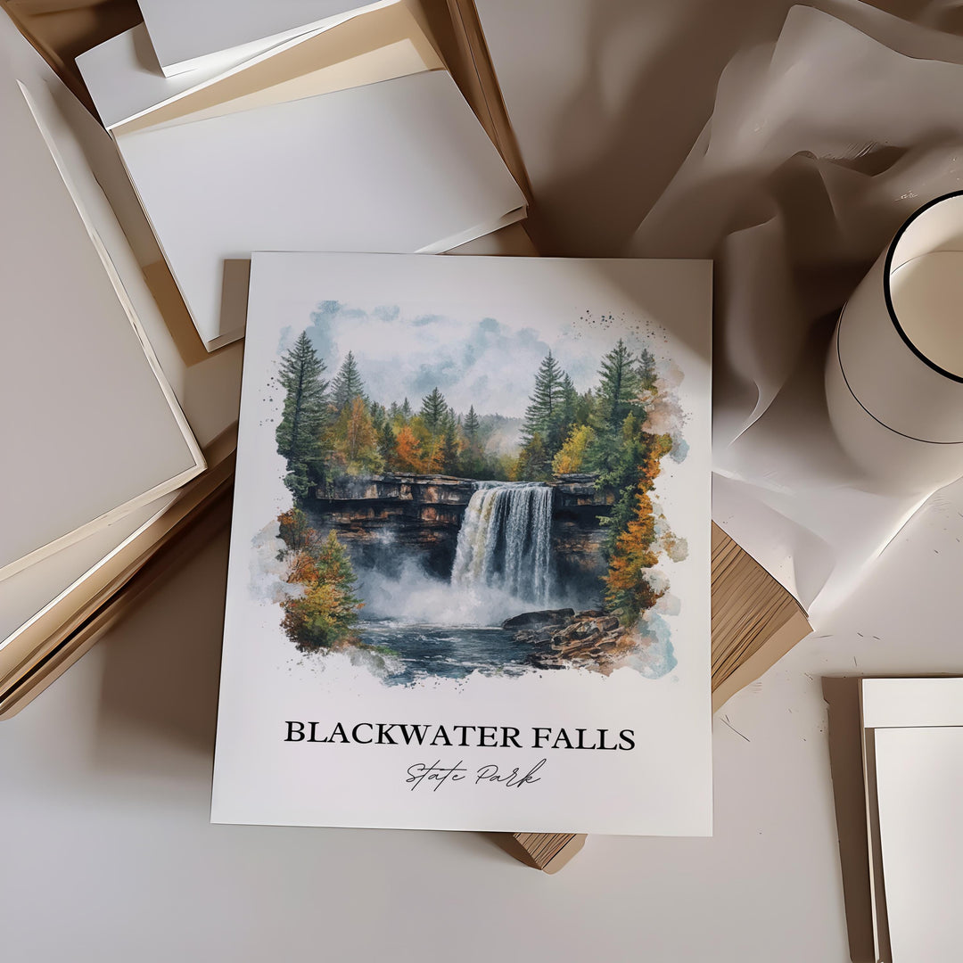 Blackwater Falls Art, Tucker County WV Print, West Virginia Artwork, Blackwater Falls Gift, Travel Print, Travel Poster, Housewarming Gift