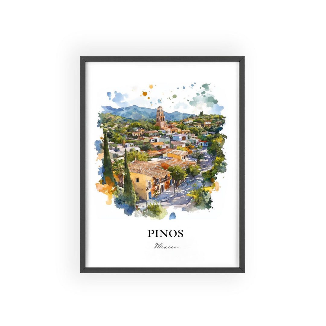 Pinos Mexico Wall Art, Zacatecas Print, Mexico Watercolor Art, Pinos Mexico Gift, Travel Print, Travel Poster, Housewarming Gift