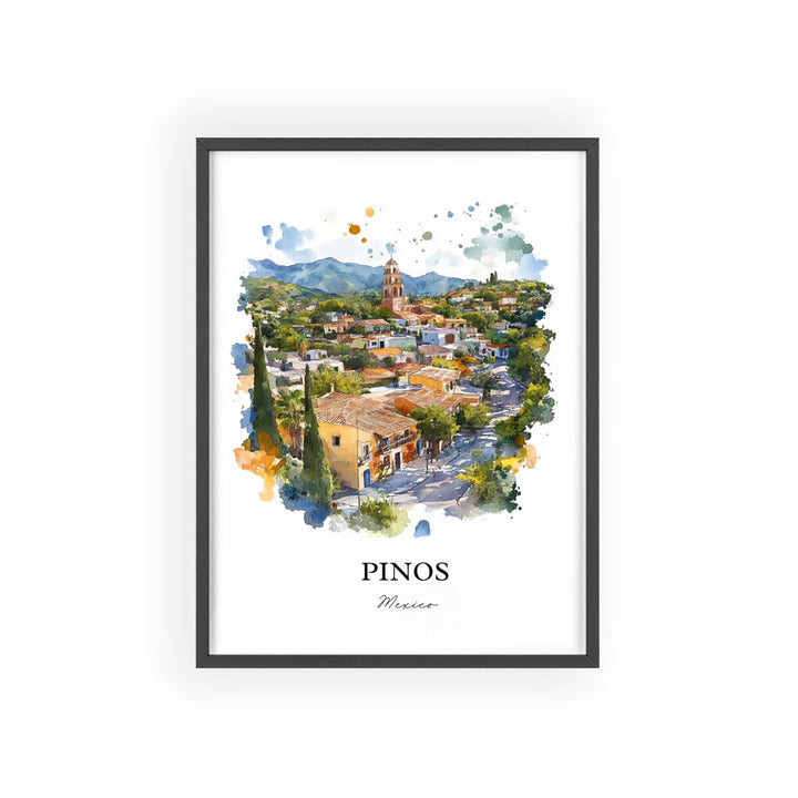 Pinos Mexico Wall Art, Zacatecas Print, Mexico Watercolor Art, Pinos Mexico Gift, Travel Print, Travel Poster, Housewarming Gift