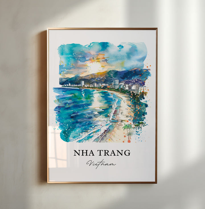 Nha Trang Wall Art, Nha Trang Beach Print, Vietnam Watercolor, Hon Tam Vietnam Art Gift,