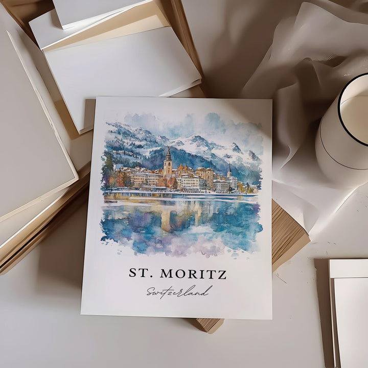 St. Moritz, Switzerland – Watercolor Art Print