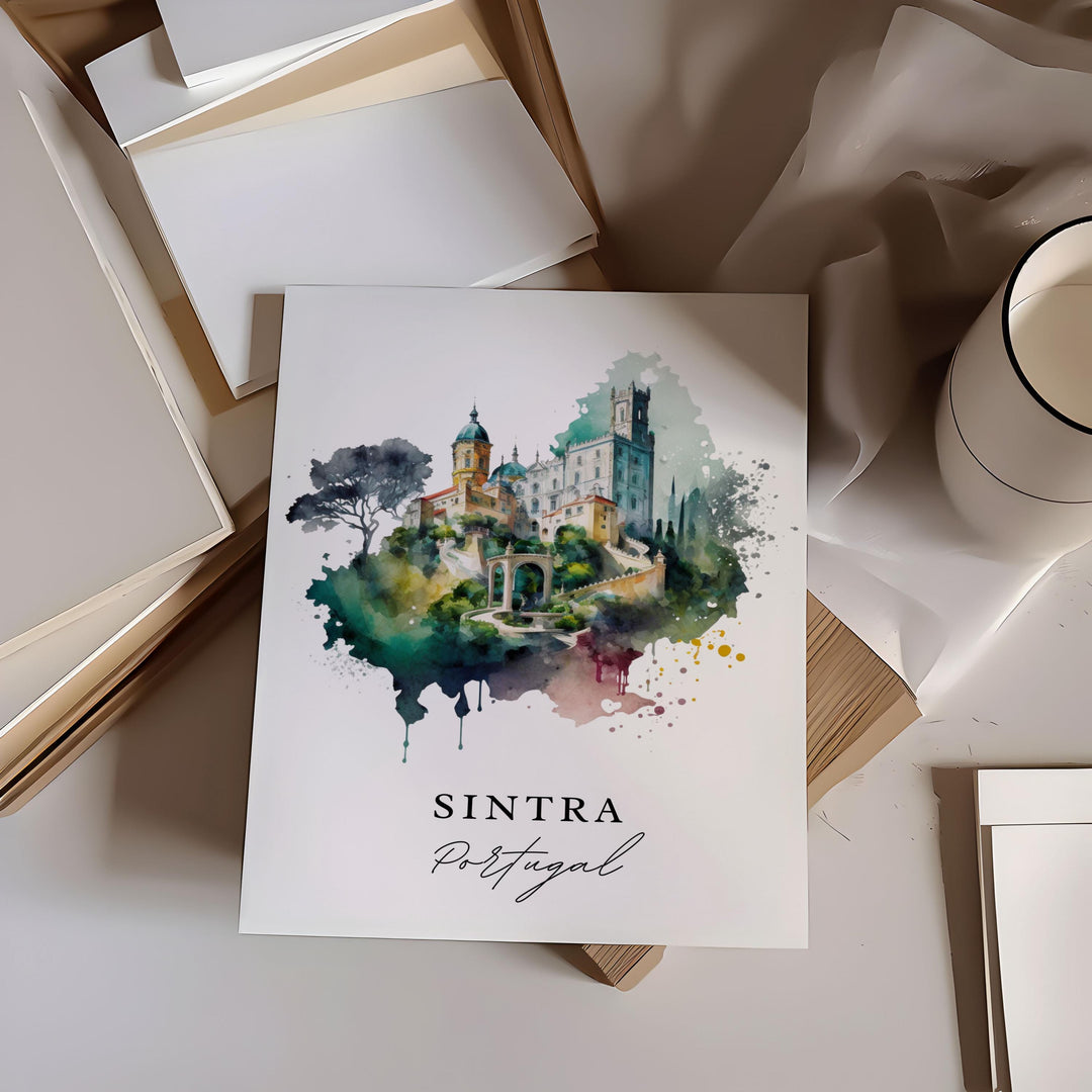 Sintra Portugal wall art - Portugal, Sintra poster, Sintra Wedding gift, Sintra Birthday present, Custom Text, Personalised Gift