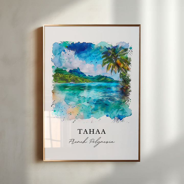 Tahaa Wall Art, Tahaa French Polynesia Print, Tahaa Watercolor Art, Leeward Islands Gift,