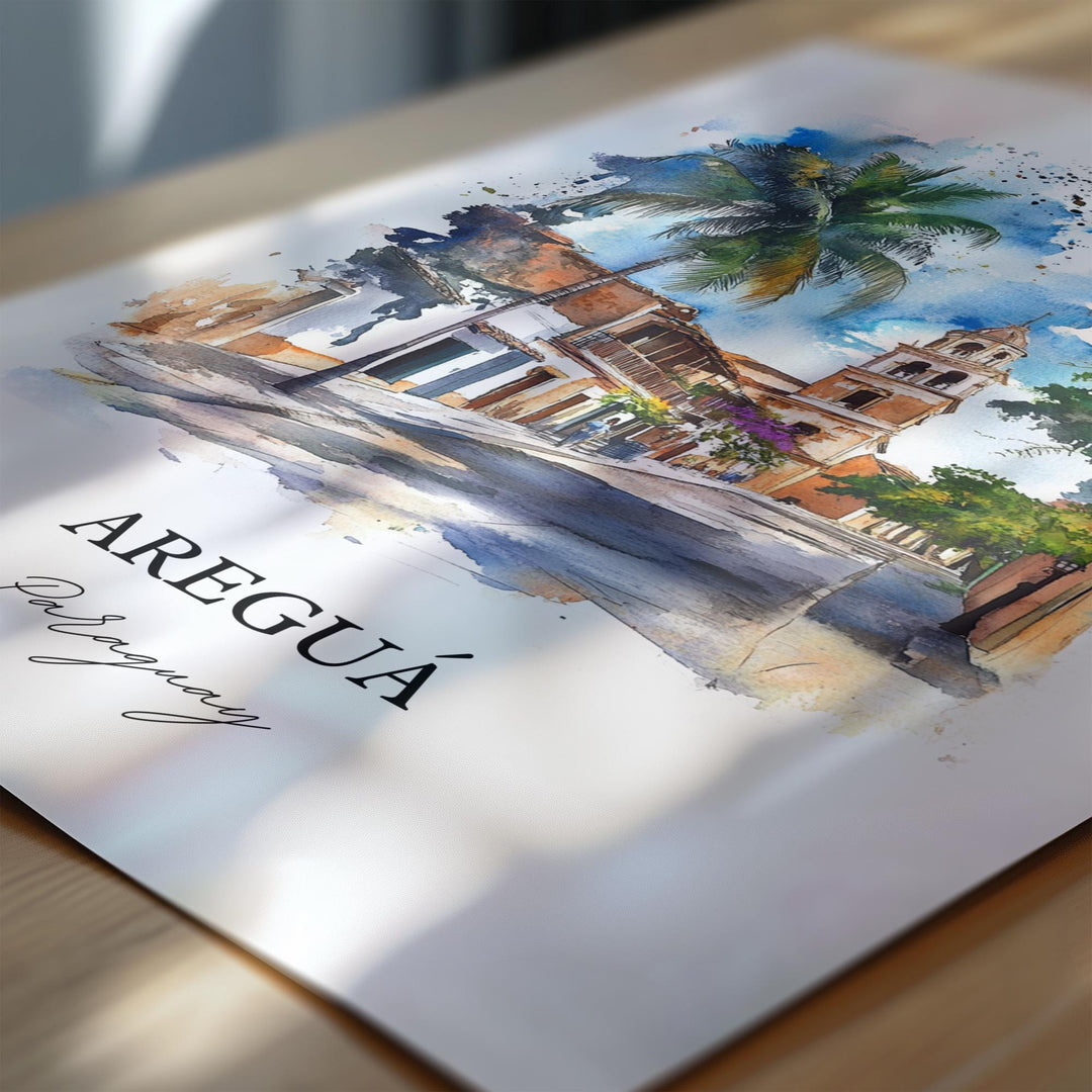 Areguá Paraguay Wall Art, Areguá Print, Paraguay Watercolor Art, Areguá Paraguay Gift, Travel Print, Travel Poster, Housewarming Gift