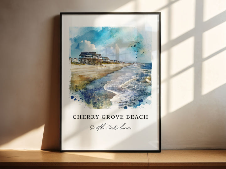 Cherry Grove Beach SC Art, Cherry Grove Print, Cherry Grove Watercolor, Horry County SC Gift,