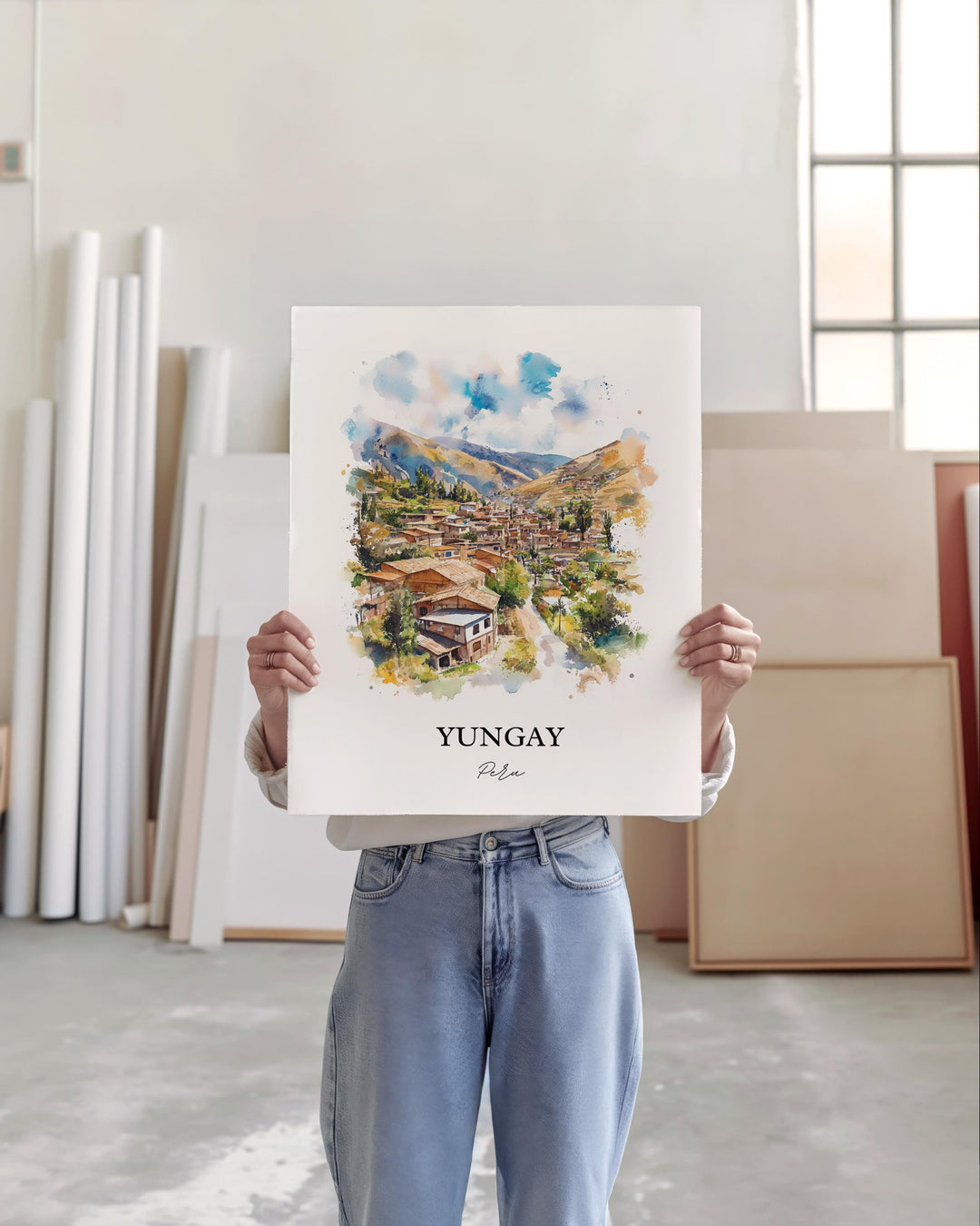 Yungay Wall Art, Ancash Region Peru Print, Peru Watercolor Art, Yungay Peru Gift, Travel Print, Travel Poster, Housewarming Gift