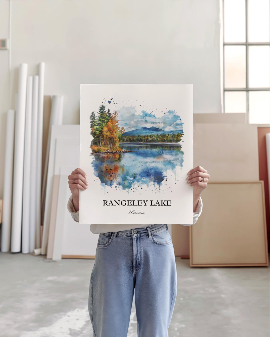 Rangeley Lake Wall Art, Franklin County Print, Maine Watercolor Art, Rangeley Lake Gift, Travel Print, Travel Poster, Housewarming Gift
