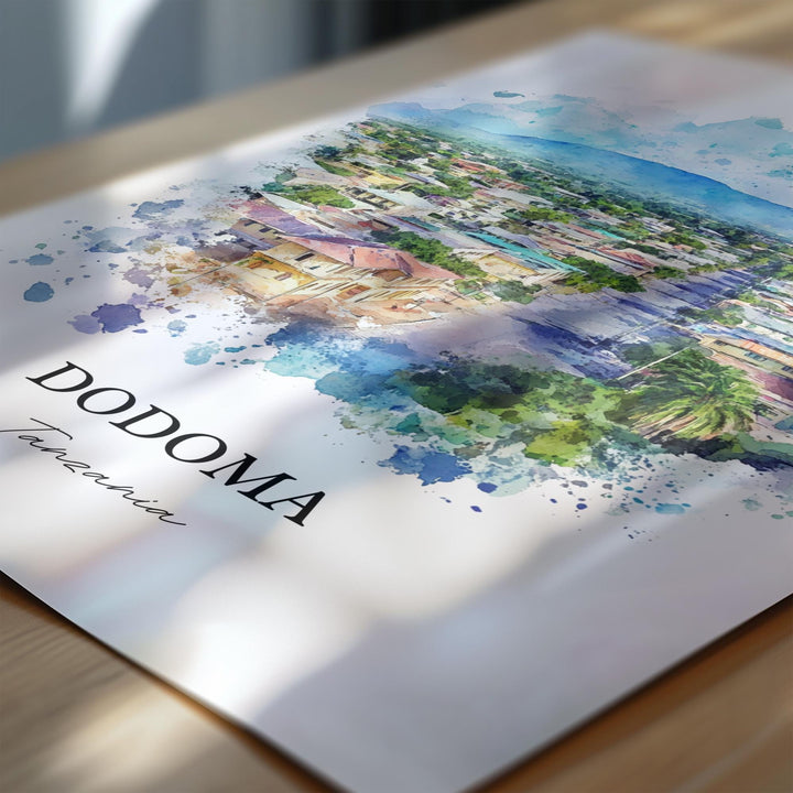 Dodoma Wall Art, Dodoma City Print, Tanzania Watercolor Art, Dodoma Tanzania Gift, Travel Print, Travel Poster, Housewarming Gift