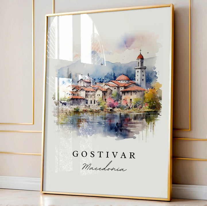 Gostivar Wall Art, Gostivar Print, Macedonia Watercolor Art, Gostivar Macedonia Gift,