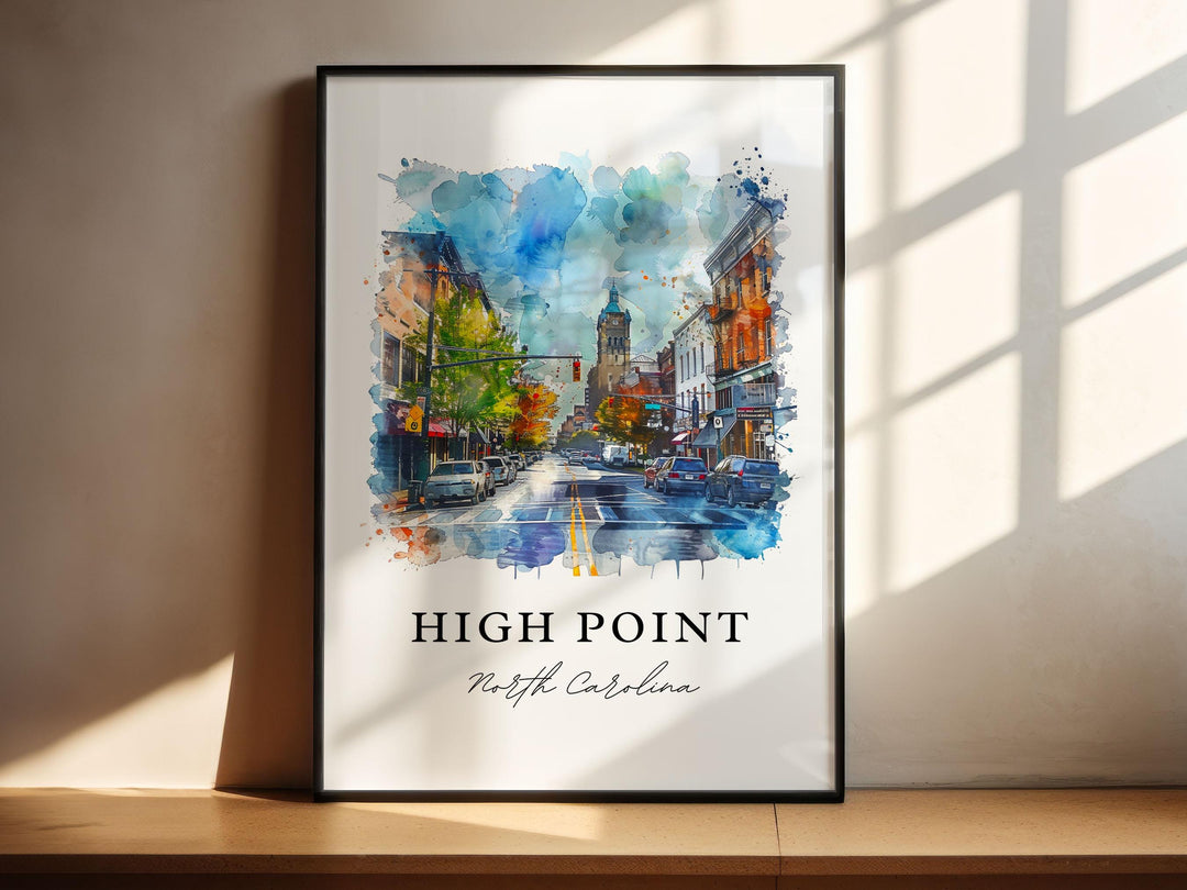 High Point NC Wall Art, High Point Print, High Point Watercolor Art, High Point Gift,