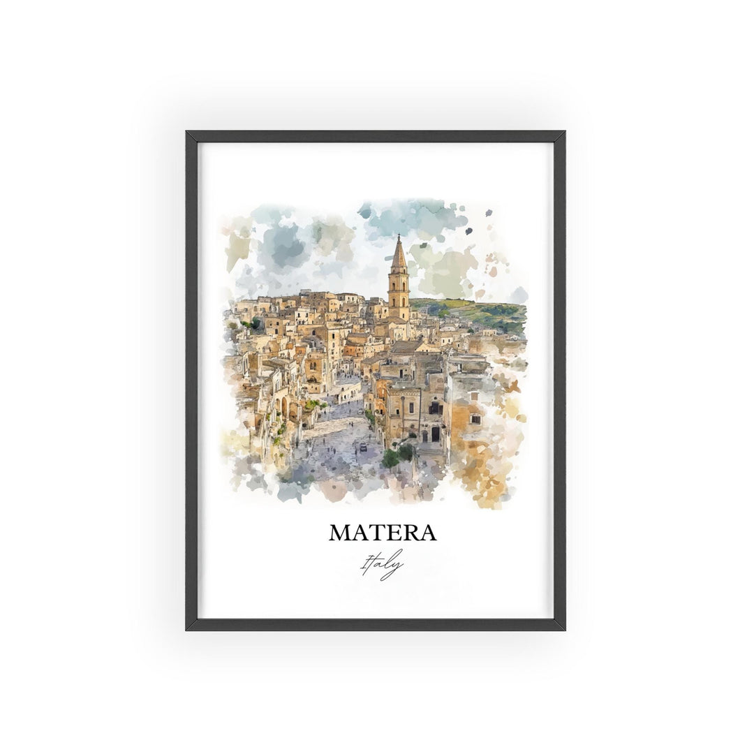 Matera Italy Wall Art, Basilicata Print, Italy Watercolor Art, Matera Italy Gift, Travel Print, Travel Poster, Housewarming Gift