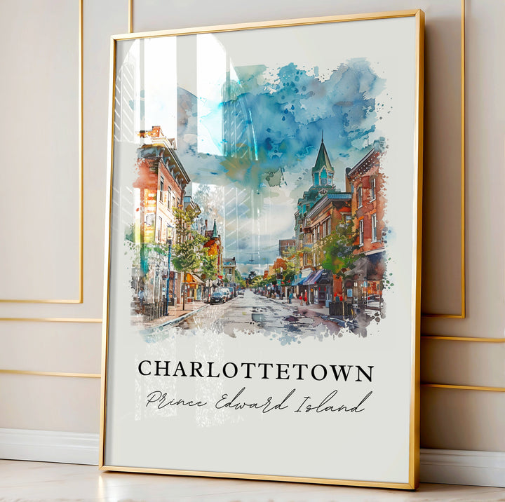 Charlottetown PEI Wall Art, Charlottetown Print, Prince Edwards Island Watercolor, Charlottetown Gift, Travel Print, Housewarming Gift