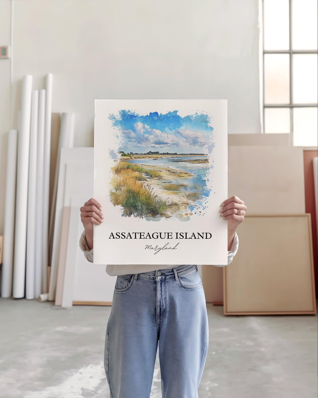 Assateague Island Wall Art, Delmarva Print, Maryland Watercolor Art, Assateague Island Gift, Travel Print, Travel Poster, Housewarming Gift