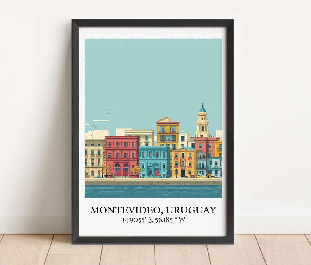 Montevideo Art, Montevideo Retro Travel Art, Montevideo Home Decor, Uruguay Gift, Uruguay Travel Art, Travel Prints, Housewarming Gift